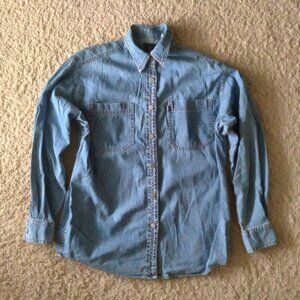 Vintage Levi's Red Tab Blue Long Sleeve Denim Button Down Western Shirt Size S